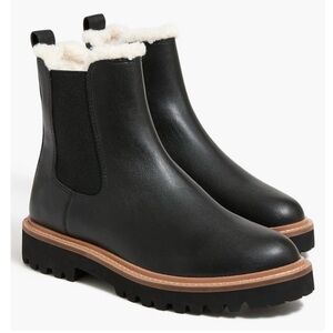 J Crew Women's Sherpa-Lined Black Chelsea Boots [NEW IN BOX, UNWORN]
